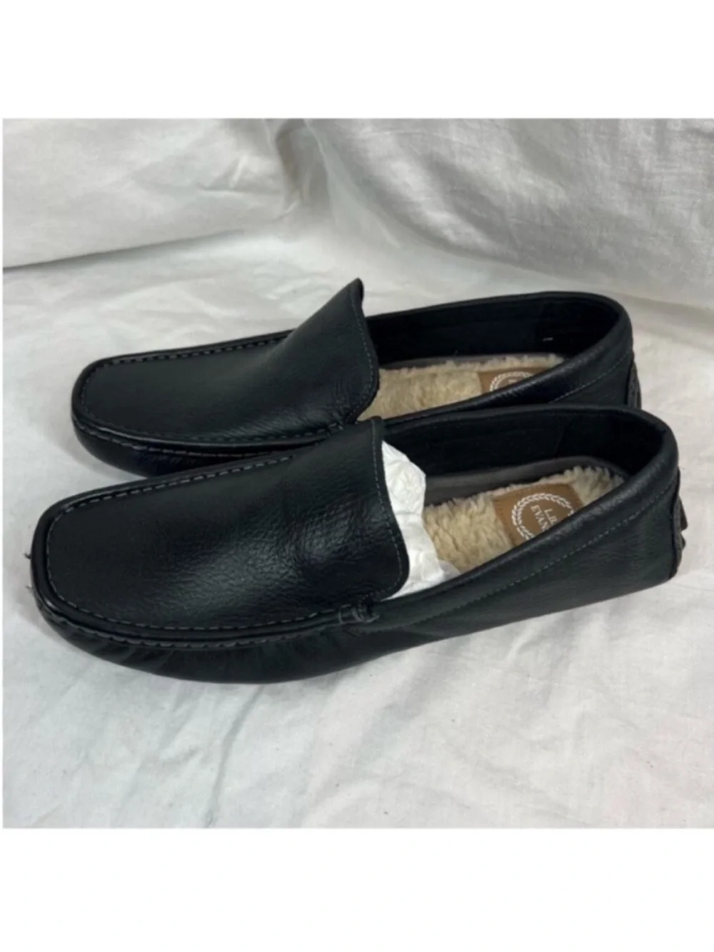 L.B Evans Leather Alton slip On Casual Slippers loafer Faux Shearling NWOB